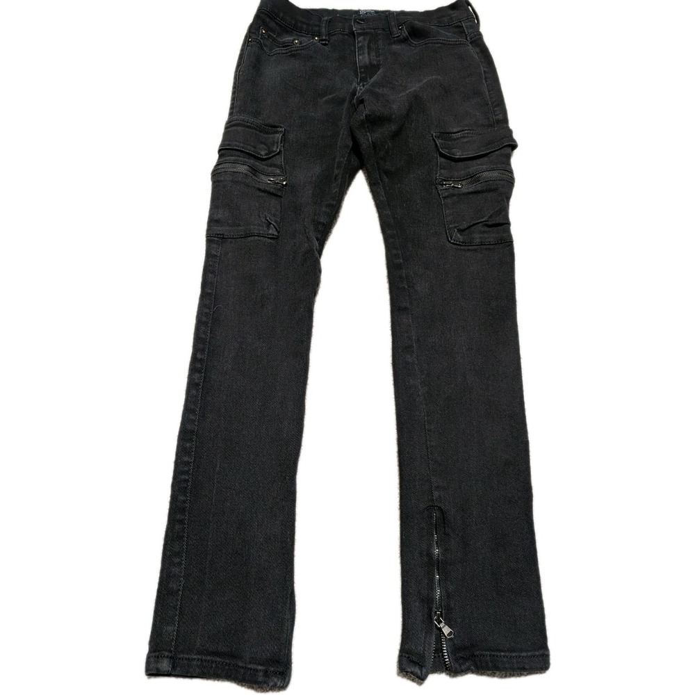 Decibel Mens Black Cargo Utility Pants Size 34X33 Grunge‎ Zipper Leg